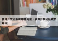 软件开发团队有哪些岗位（软件开发团队成员介绍）