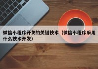 微信小程序开发的关键技术（微信小程序采用什么技术开发）